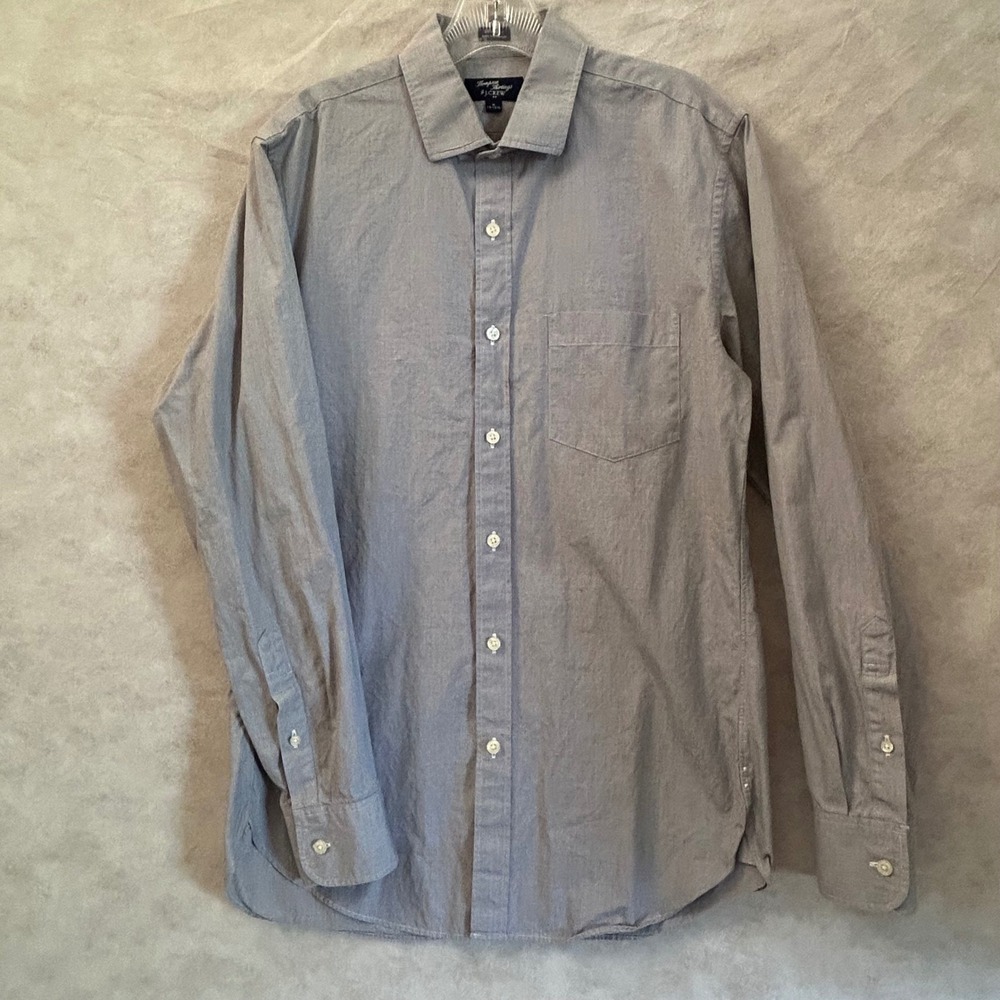J.Crew Thompson Shirtings Mens Medium Grey Micro Stripe 80s 2-Ply Cotton Shirt